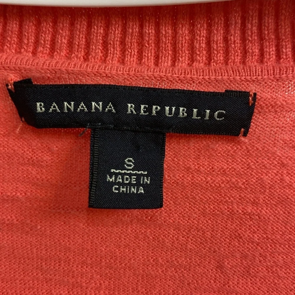 Banana Republic Coral Pink Short Ruffle Sleeve Cardigan Cotton Womens Size Small - Picture 2 of 7
